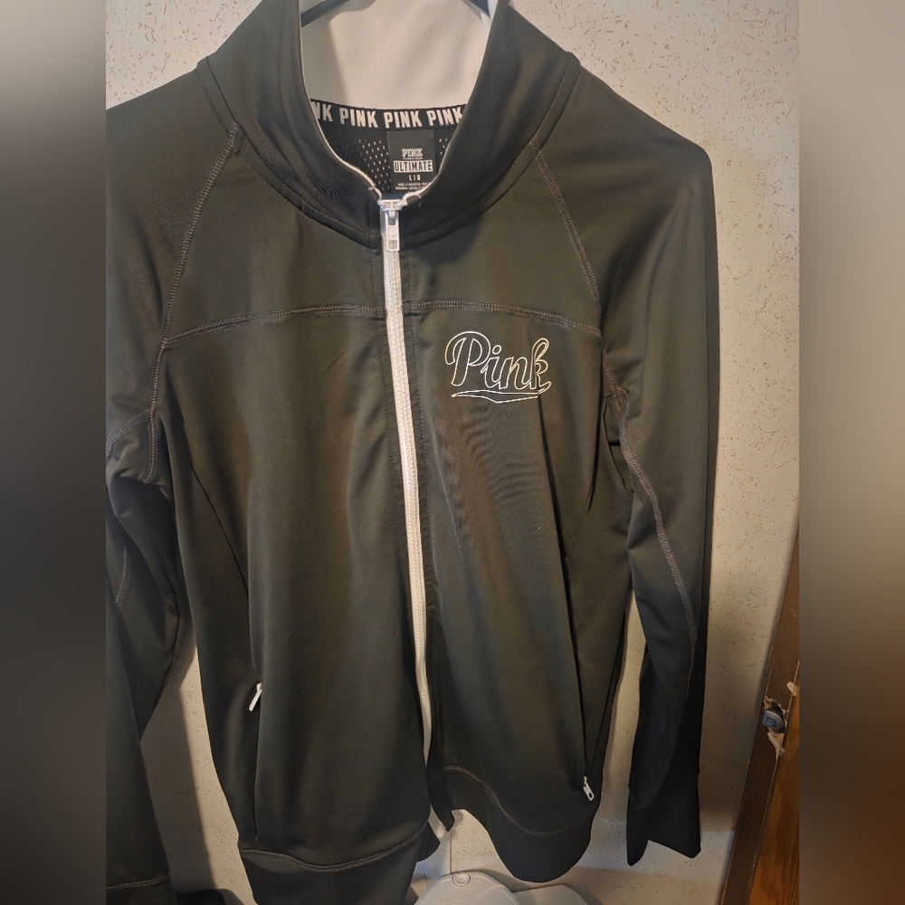 Victoria's Secret Pink dark olive zip jacket Large